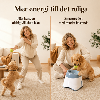 Hund och ägare leker tillsammans med BollBus