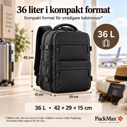 Svart PackMax vakuumryggsäck med medföljande elektrisk vakuumpump
