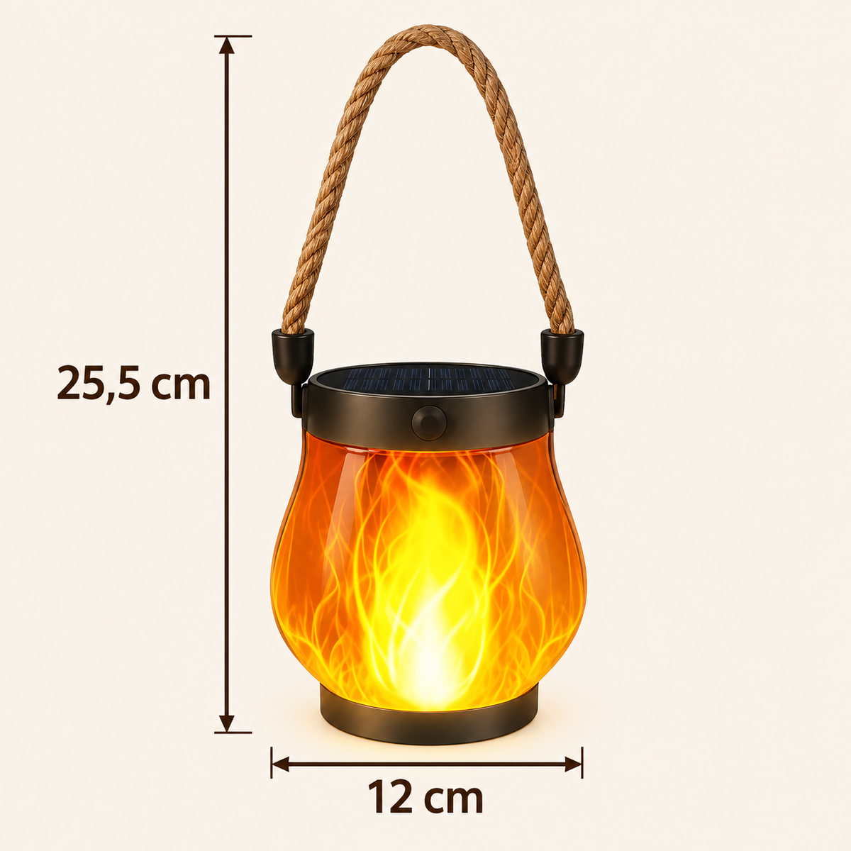 SkymningsGlöd solcellslykta med måtten 25,5 cm hög och 12 cm bred