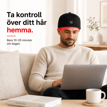 Man använder rödljusterapi hemma