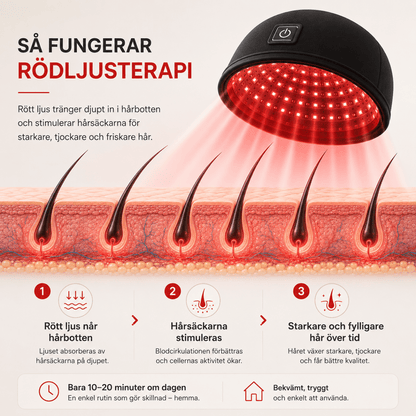 Rödljus som stimulerar hårbotten