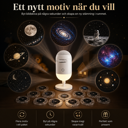 Galaxy Projektor & Nattlampa 2-i-1 (Med 12 Magiska Motiv)