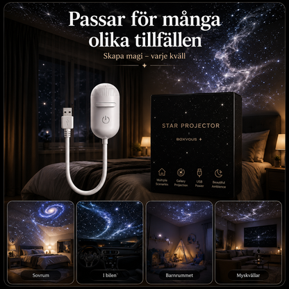 Galaxy Projektor & Nattlampa 2-i-1 (Med 12 Magiska Motiv)