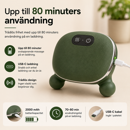 Trådlös nack- och axelmassager med USB-C laddning och lång batteritid.