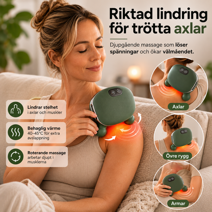 Massager används på axelmuskeln för att lindra spänningar och stelhet.