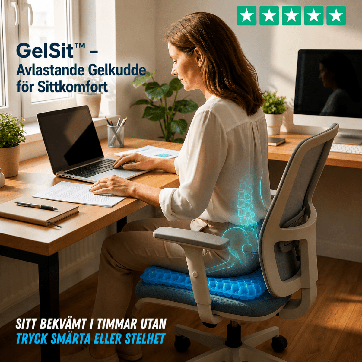 GelSit™ – Avlastande Gelkudde för Sittkomfort - Orange Clover