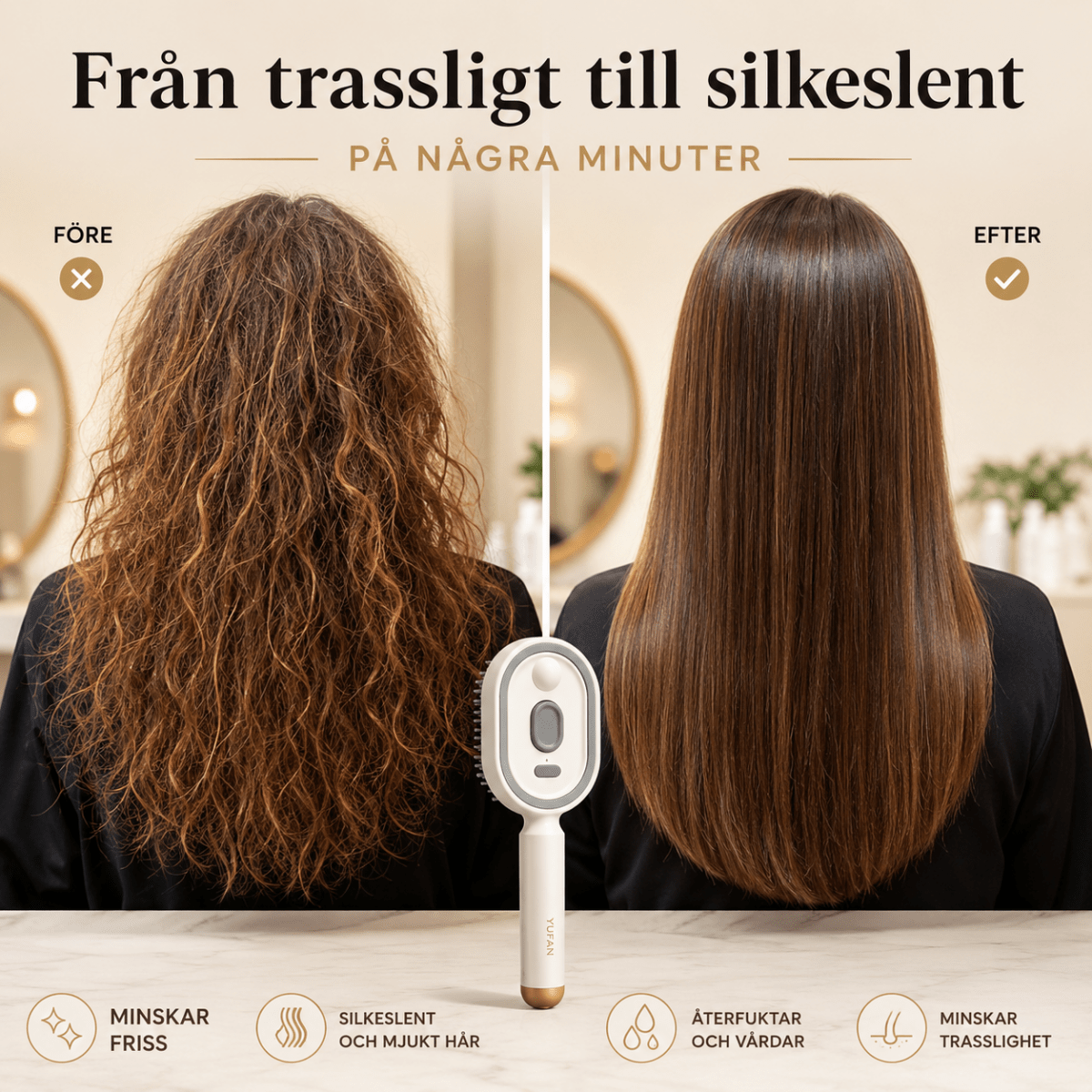 HårRo™ – Sladdlös Sprayborste med Avslappnande Hårbottenmassage - Orange Clover