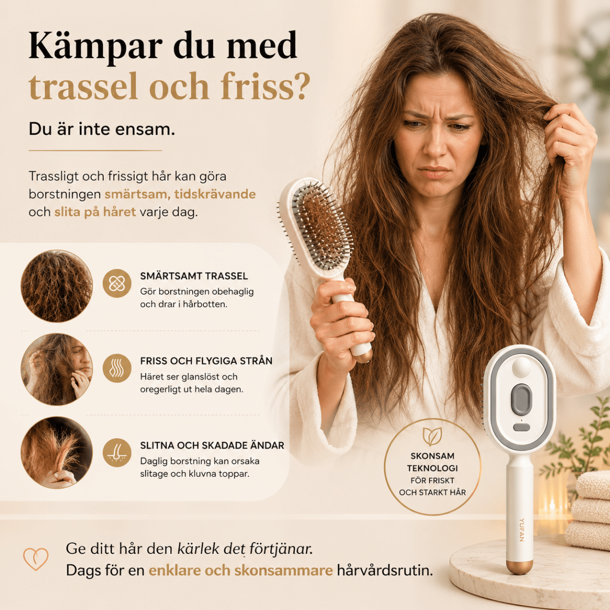 HårRo™ – Sladdlös Sprayborste med Avslappnande Hårbottenmassage - Orange Clover