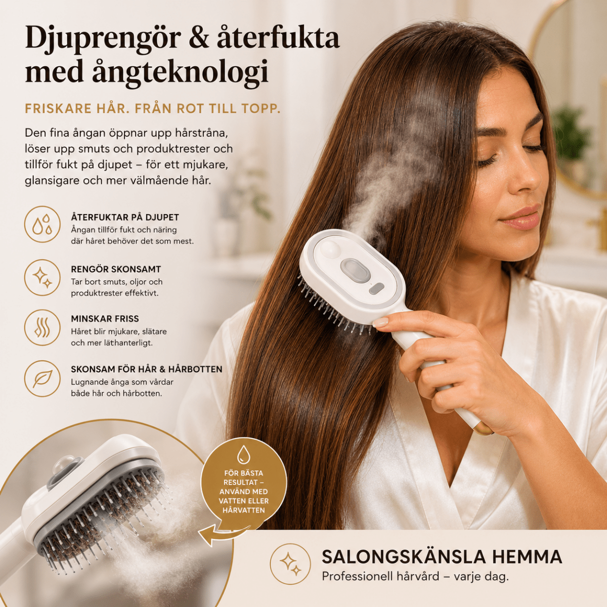 HårRo™ – Sladdlös Sprayborste med Avslappnande Hårbottenmassage - Orange Clover