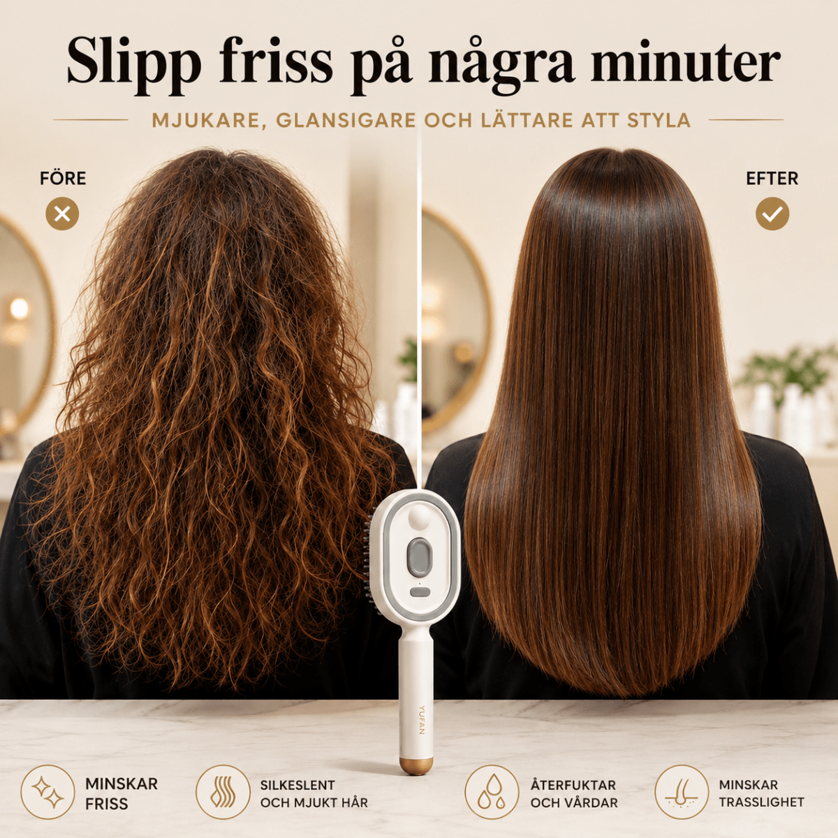 FrissFri™ – Elektrisk Sprayborste för Slätare Hår - Orange Clover
