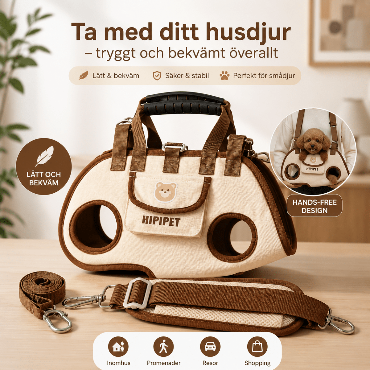 HundBär™ – Bekväm Bärväska för Små Hundar - Orange Clover