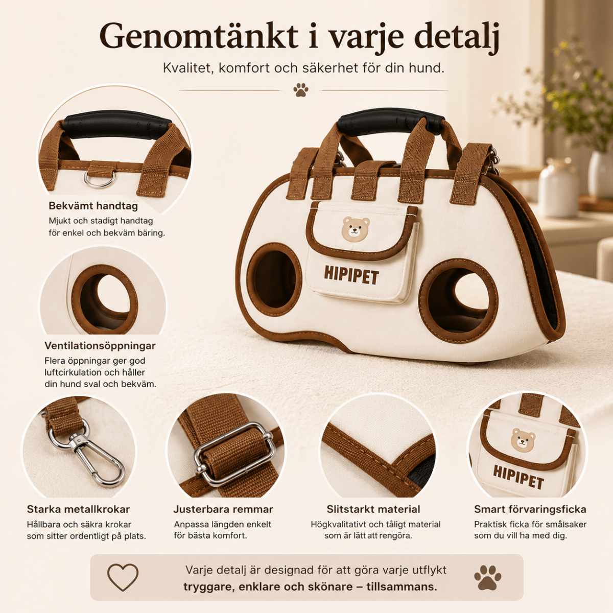 HundBär™ – Bekväm Bärväska för Små Hundar - Orange Clover