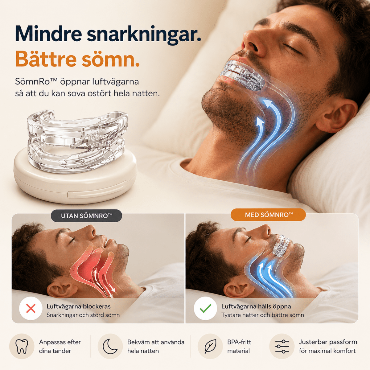 Munstycke som hjälper till att minska snarkning