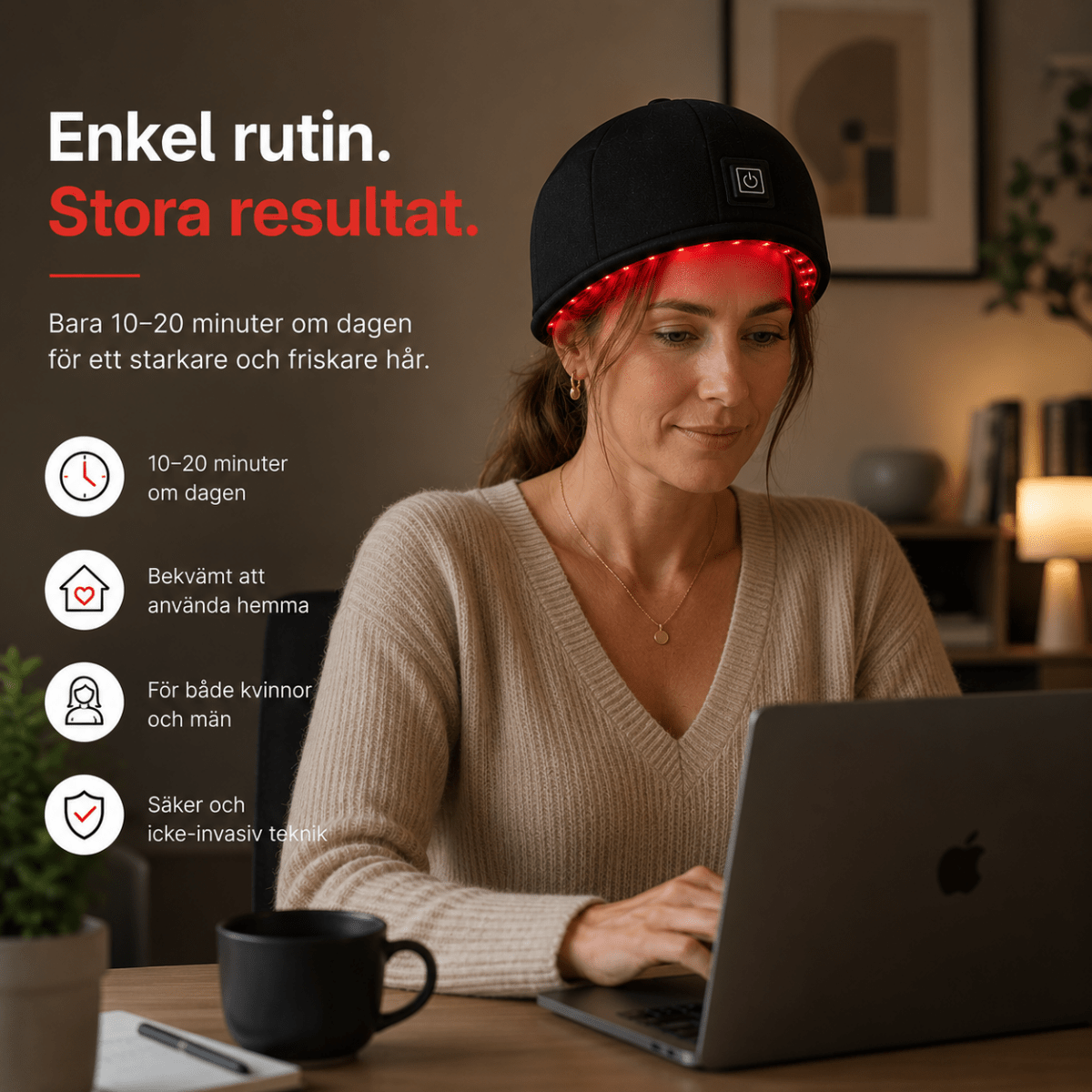 Rödljusterapi hjälm för hårvård